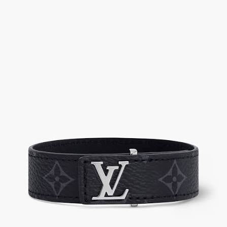 Bracelet LV en cuir noir
