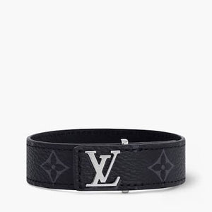 Bracelet LV en cuir noir