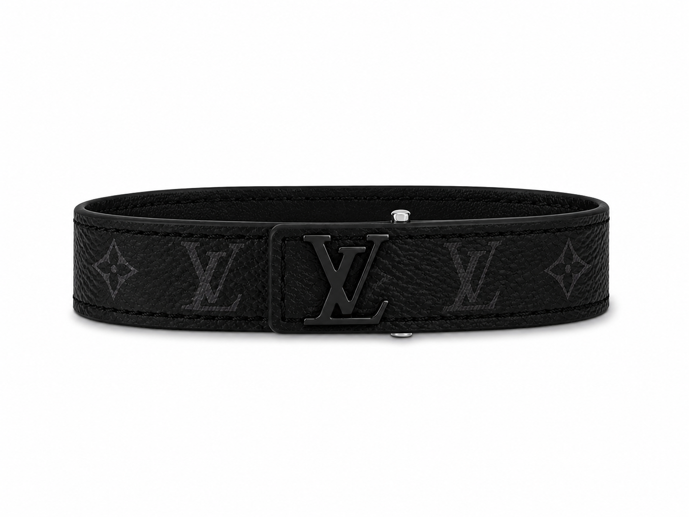 Bracelet LV en cuir noir