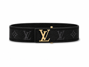 Bracelet LV en cuir noir et doré